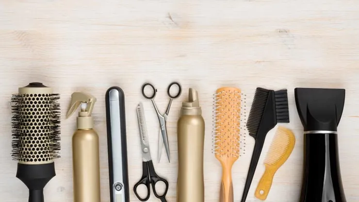 A photograph of hair styling tools